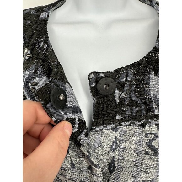 SUSAN GRAVER Artisan Embellished Snap Close Tapestry Jacket Grey Size 6 - Picture 7 of 12